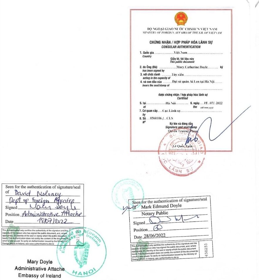 Consular Legalization by Vietnam Ministry of Foreign Affairs 