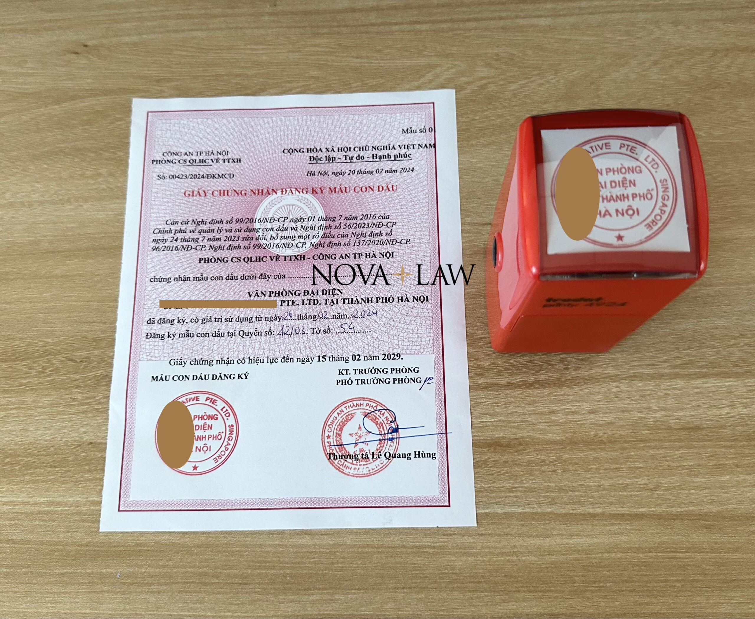 Red stamp of a Vietnam representative office