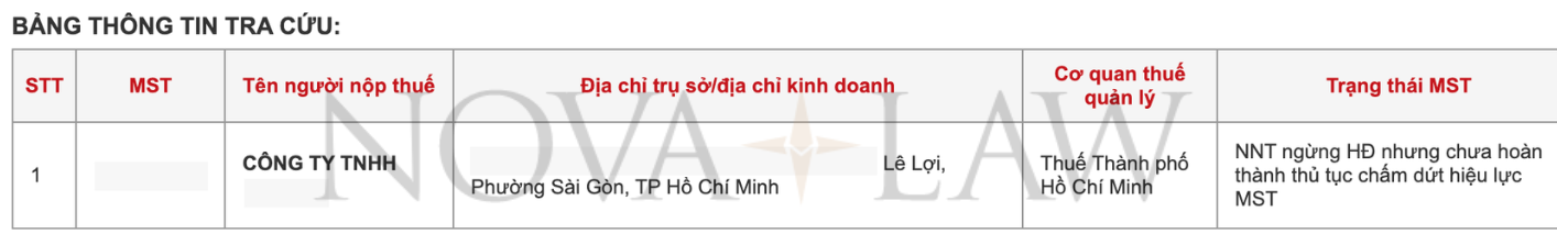 Người nộp thuế ngừng hoạt động kinh doanh nhưng chưa chấm dứt mã số thuế